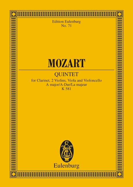 Mozart: Quintet A major KV 581 (Study Score) published by Eulenburg